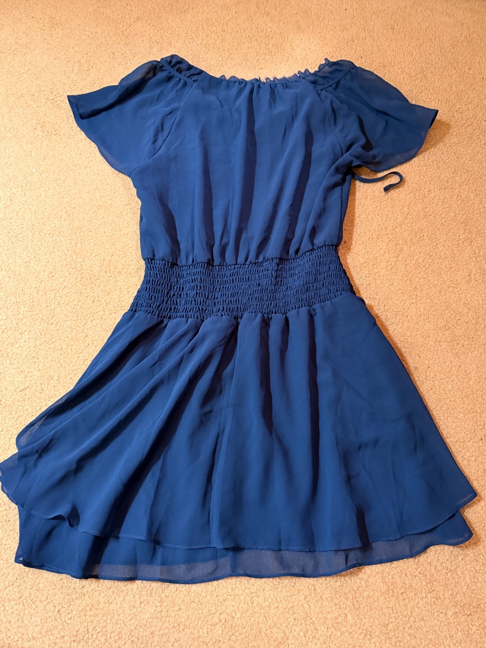 Blue Ruffled Waist Dress - Picture 2 of 4